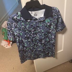 Under Armour Kids Polo - Navy and Teal Camo